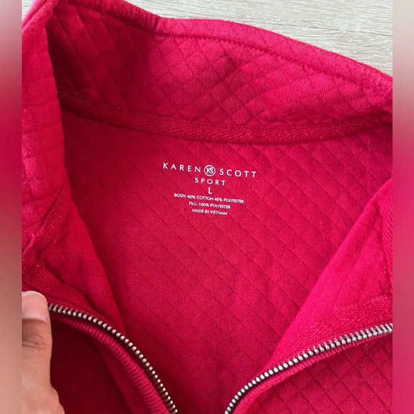 Karen Scott Sport Woman Red vest with zipper SZ L - Picture 2 of 6